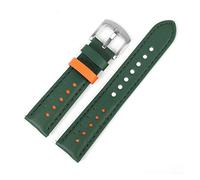 JUANZD Bandas de cuero Vintage Cinturón de multicolor 18 mm 20 mm 22 mm 24 mm Women Men reloj Strap accesorios(Green-orange ring,22mm)