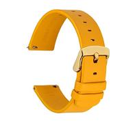JUANZD Bandas de reloj de cuero Compatibles con hombres Mujeres 18 mm 20 mm Coras de reemplazo de 22 mm Liberación rápida con hebilla inoxidable(Yellow-Gold Buckle,20mm)