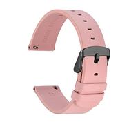JUANZD Bandas de reloj de cuero Compatibles con hombres Mujeres 18 mm 20 mm Coras de reemplazo de 22 mm Liberación rápida con hebilla inoxidable(Pink-Black Buckle,20mm)