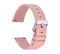 JUANZD Bandas de reloj de cuero Compatibles con hombres Mujeres 18 mm 20 mm Coras de reemplazo de 22 mm Liberación rápida con hebilla inoxidable(Pink-Silver Buckle,20mm)