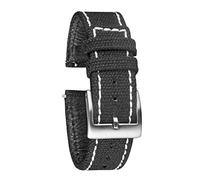 JUANZD Bandas de reloj de lienzo de liberación rápida de dos piezas Correas de reloj de tela Hebilla de servicio pesado 18 mm 20 mm 22 mm(BLACK WHITE,22mm)