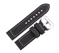 JUANZD Bandas de reloj de piel de vaca hechas a mano 22 mm 24 mm Mujeres Mujeres marrones Marrón rojo rojo Reloj Banda correa de acero inoxidable de acero inoxidable(Schwarz,22mm)