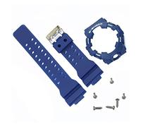 JUANZD Bisel de correa de reloj de resina suave compatible con GA700 GA-700SK GA710 GA735 Watchband Case Men Watch Band Case Pulsera de goma(Blue-White Word)