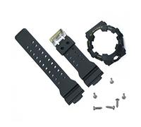 JUANZD Bisel de correa de reloj de resina suave compatible con GA700 GA-700SK GA710 GA735 Watchband Case Men Watch Band Case Pulsera de goma(Black-Gold Word)