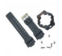 JUANZD Bisel de correa de reloj de resina suave compatible con GA700 GA-700SK GA710 GA735 Watchband Case Men Watch Band Case Pulsera de goma(Black-Orange Word)