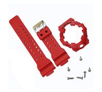 JUANZD Bisel de correa de reloj de resina suave compatible con GA700 GA-700SK GA710 GA735 Watchband Case Men Watch Band Case Pulsera de goma(Red-Black Word)