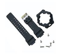 JUANZD Bisel de correa de reloj de resina suave compatible con GA700 GA-700SK GA710 GA735 Watchband Case Men Watch Band Case Pulsera de goma(Black-Black Word)