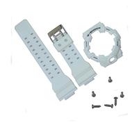 JUANZD Bisel de correa de reloj de resina suave compatible con GA700 GA-700SK GA710 GA735 Watchband Case Men Watch Band Case Pulsera de goma(White-Black Word)