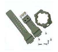 JUANZD Bisel de correa de reloj de resina suave compatible con GA700 GA-700SK GA710 GA735 Watchband Case Men Watch Band Case Pulsera de goma(Green-Black Word)