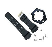 JUANZD Bisel de correa de reloj de resina suave compatible con GA700 GA-700SK GA710 GA735 Watchband Case Men Watch Band Case Pulsera de goma(Black-Blue Word)