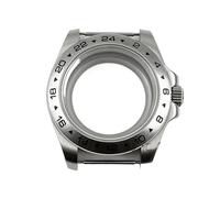 JUANZD Caja de reloj con cristal de zafiro, 40mm, NH34, NH35, NH36, NH38, NH70, NH72, bisel fijo de 24 horas, acero sólido ETA2824 PT5000, corona de tornillo(Glass Back B,NH34 NH35 NH36 Case)