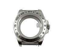 JUANZD Caja de reloj con cristal de zafiro, 40mm, NH34, NH35, NH36, NH38, NH70, NH72, bisel fijo de 24 horas, acero sólido ETA2824 PT5000, corona de tornillo(Glass Back A,NH34 NH35 NH36 Case)