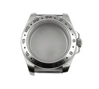 JUANZD Caja de reloj con cristal de zafiro, 40mm, NH34, NH35, NH36, NH38, NH70, NH72, bisel fijo de 24 horas, acero sólido ETA2824 PT5000, corona de tornillo(Solid Back B,NH34 NH35 NH36 Case)