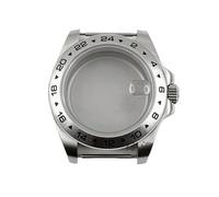 JUANZD Caja de reloj con cristal de zafiro, 40mm, NH34, NH35, NH36, NH38, NH70, NH72, bisel fijo de 24 horas, acero sólido ETA2824 PT5000, corona de tornillo(Solid Back A,NH34 NH35 NH36 Case)