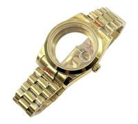 JUANZD Caja de reloj de cristal de zafiro NH35 de 36MM/40MM pulsera presidencial dorada resistente al agua ajuste NH34 NH35 NH36 NH38 ETA2824 PT5000 movimiento(Glass Back A,40MM Case NH35 NH36)