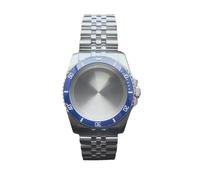 JUANZD Caja de reloj plateada de 36 mm, correa de cristal de zafiro, compatible con movimiento NH35, NH36 y NH34.(Blue2)