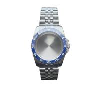 JUANZD Caja de reloj plateada de 36 mm, correa de cristal de zafiro, compatible con movimiento NH35, NH36 y NH34.(Blue1)