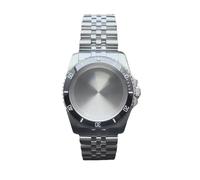 JUANZD Caja de reloj plateada de 36 mm, correa de cristal de zafiro, compatible con movimiento NH35, NH36 y NH34.(Black2)