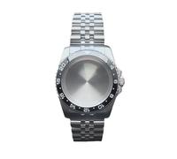 JUANZD Caja de reloj plateada de 36 mm, correa de cristal de zafiro, compatible con movimiento NH35, NH36 y NH34.(Black1)