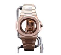 JUANZD Cajas de reloj de lujo for hombre, piezas de cristal de zafiro con correa de oro rosa for movimiento NH34 NH35 NH36 NH38