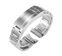 JUANZD Compatible con correa de acero Ditona The Diver Watch Chain 20 mm 21 mm Correa de acero inoxidable macizo for hombre y mujer(All matte silver,21mm With logo)