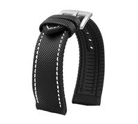 JUANZD Compatible con correa de reloj Water Ghost Hamilton Series, correa de nailon con parte inferior de goma, 20mm, 22mm, 23, pulsera suave impermeable for hombres(Black White silver A,21mm)