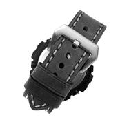 JUANZD Compatible con G-SHOCK GST-B100 / W300/400 S110/S120/ W130L Correa de reloj de cuero Puerto cóncavo Reloj for hombre Correa de línea manual Correa 26 mm(Gray silver)