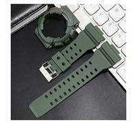 JUANZD Compatible con Gshock G-shock GA100 GA110 GA120 GD100 GD110 GD120 Reloj Correa Reloj Caja Hombres Matte Wristwatch Sport Silicone Case Band(Green Grey,Sliver Strap Button)