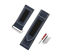 JUANZD Compatible con Lumino PAM01118/PAM01661/PAM441 correa de reloj adhesiva de fibra de carbono a cuadros de nailon esfera grande accesorios de pulsera for hombre(Blue silver,24mm)