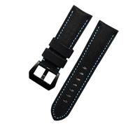 JUANZD Compatible con pulsera PAM441/01661, correa de reloj deportiva de cuero de 22mm, 24mm y 26mm, accesorios de correa de reloj negra y azul, pulseras(Black blue black,22mm)