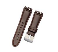 JUANZD Compatible con Swatch Wamkband 23mm NUEVO MENS MENS SOUTE AFLUPE A prueba de agua Correas de banda de cuero Black Brown Cowhide Pulsera(B Dark brown,23mm black clasp)