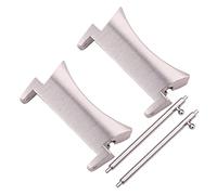 JUANZD Conector de extremo curvo de acero inoxidable compatible con Galaxy Watch de 40 mm y 44 mm, adaptador de correa de reloj plateado y negro, 2 unidades(3,Watch 4 Classic 42mm)