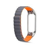 JUANZD Correa + correa de reloj con marco de Metal Compatible con Xiaom- Mi M3 M4 M5 M6 pulsera de reloj for Miband 3 4 5 6(Gray orange,M4)