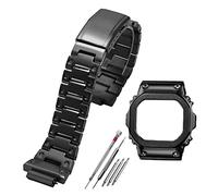 JUANZD Correa de acero inoxidable V4.0 compatible con G-shock GW-M5610 DW5600 G-5600 Correa y caja de reloj Bisel de acero macizo(Black strap bezel,5600 series)