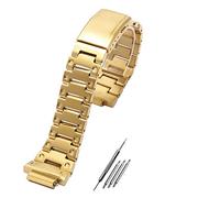 JUANZD Correa de acero inoxidable V4.0 compatible con G-shock GW-M5610 DW5600 G-5600 Correa y caja de reloj Bisel de acero macizo(Gold strap,5610 series)