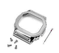 JUANZD Correa de acero inoxidable V4.0 compatible con G-shock GW-M5610 DW5600 G-5600 Correa y caja de reloj Bisel de acero macizo(Silver Bezel,5600 series)