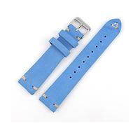 JUANZD Correa de banda de reloj de cuero de gamuza 18 mm 19 mm 20 mm Reloj rápido Reloj Correa Correa Hecho a mano cosido retro ASATCH ACCESORIOS(Light blue,6)