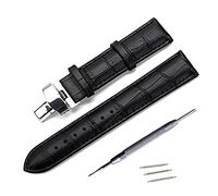 JUANZD Correa de cuero Compatible con correa de reloj Longines Mido Hamilton, correa de muñeca con hebilla de acero, 14, 16, 17, 18, 19, 20, 21, 22, 23 y 24mm(Schwarz,21mm)