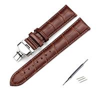 JUANZD Correa de cuero Compatible con correa de reloj Longines Mido Hamilton, correa de muñeca con hebilla de acero, 14, 16, 17, 18, 19, 20, 21, 22, 23 y 24mm(Bruin,20mm)