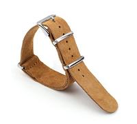 JUANZD Correa de cuero de gamuza suave 18 mm 20 mm 22 mm 24 mm Blue Black Brown Watch Banda de acero inoxidable Hebilla for hombres Reloj(Bruin,18mm)