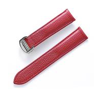 JUANZD Correa de cuero Patrón de lichi Correa de reloj de cuero suave Compatible con Tank SOLO London Correa for hombres y mujeres(Rosso,22mm)