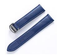 JUANZD Correa de cuero Patrón de lichi Correa de reloj de cuero suave Compatible con Tank SOLO London Correa for hombres y mujeres(Blue white line,22mm)