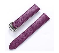 JUANZD Correa de cuero Patrón de lichi Correa de reloj de cuero suave Compatible con Tank SOLO London Correa for hombres y mujeres(Purple,22mm)