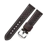 JUANZD Correa de cuero poroso compatible con cinturón de muñeca for la muñeca Bandas de reloj de cuero aliviables Pulsera 20 mm 22 mm 23 mm Vintage verde gris(Coffee brown,20mm)