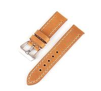JUANZD Correa de cuero Retro Crazy Horse dibujada a mano 20mm 22mm 24mm reloj inteligente Compatible con Gear S2/3 Moto 42 46mm reloj de pulsera UTHAI(Light Brown,24mm)