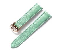 JUANZD Correa de cuero suave con guijarros, repuesto de tanque Solo London, cierre plegable, 14mm, 16mm, 18mm, 20mm, 22mm, accesorios for relojes(Light blue rose,19mm)