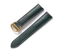 JUANZD Correa de cuero suave con guijarros, repuesto de tanque Solo London, cierre plegable, 14mm, 16mm, 18mm, 20mm, 22mm, accesorios for relojes(Dark green gold,19mm)