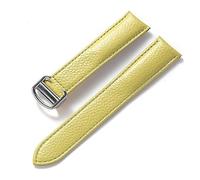 JUANZD Correa de cuero suave con guijarros, repuesto de tanque Solo London, cierre plegable, 14mm, 16mm, 18mm, 20mm, 22mm, accesorios for relojes(Lemon yellow,19mm)