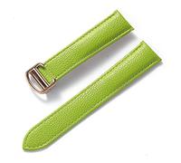 JUANZD Correa de cuero suave con guijarros, repuesto de tanque Solo London, cierre plegable, 14mm, 16mm, 18mm, 20mm, 22mm, accesorios for relojes(Apple green rose,20mm)