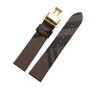 JUANZD Correa de cuero y PU con estampado a cuadros, 12, 14, 16, 18, 20 y 22 mm, color negro y marrón, compatible con la cadena de reloj BU19384 for hombre y mujer.(Brown gold B,18mm)